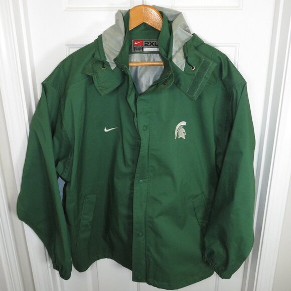 Vtg Michigan State Spartans Jacket Full Zip Mens 2XL Waterproof Rain Nike Team - Picture 1 of 7